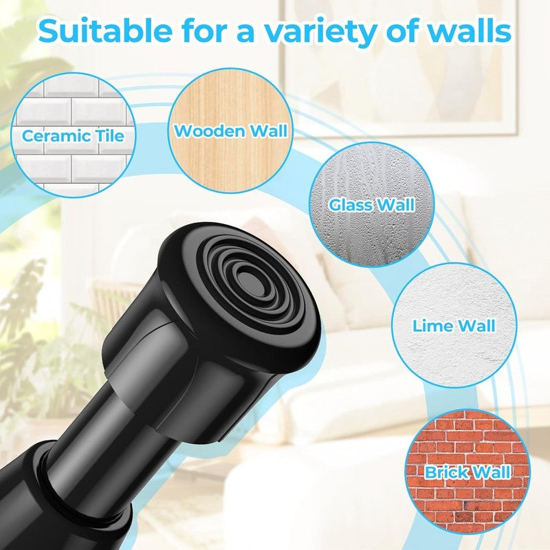 Adjustable 4Pcs Black Tension Rods 16.5-28 Inch for No-Drill Curtains4