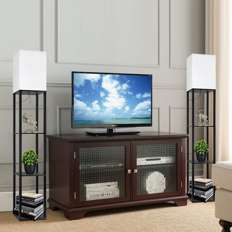 63" Shelf Floor Lamps with Shelves for Living Room Bedroom Office  Wood Modern S4