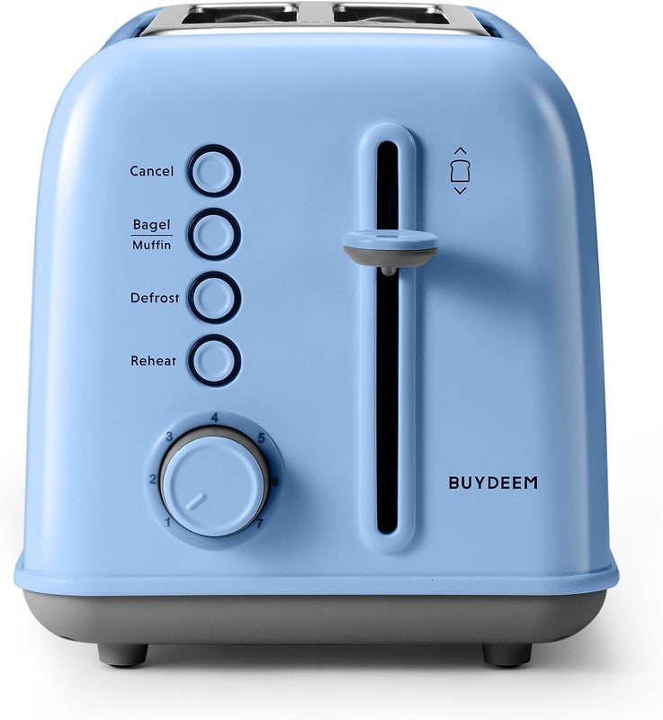 Retro 2 Slice Toaster Extra Wide Slots Stainless Steel 7 Shade Bagel Muffin Blue1