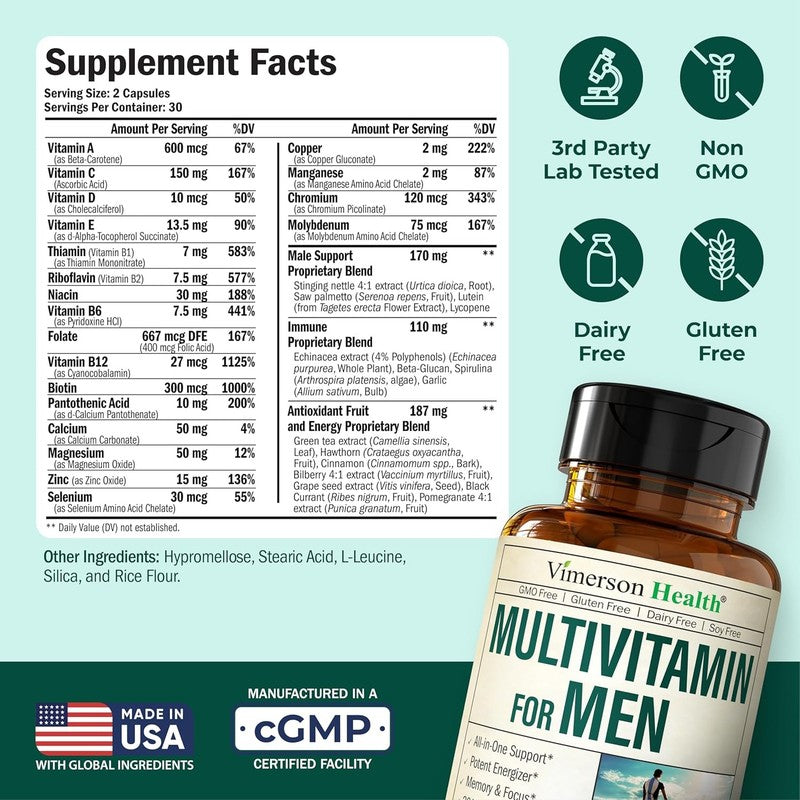 Essential Multivitamins for Men - 60 Capsules for Total Body Wellness2