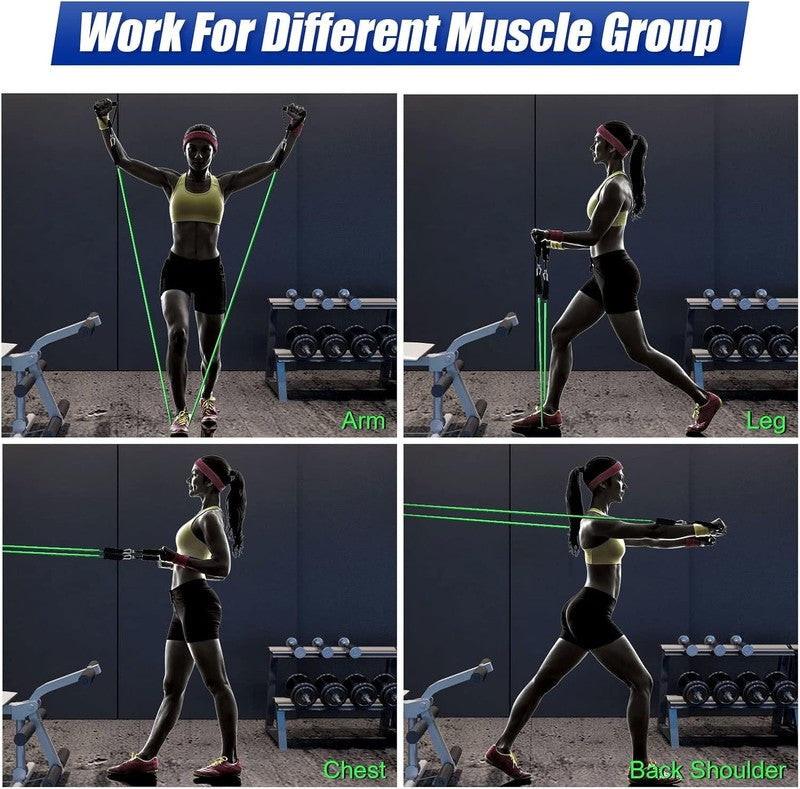 Resistance Bands Set w/ Handles Door Anchor Ankle Straps Carry Bag Home Gym4