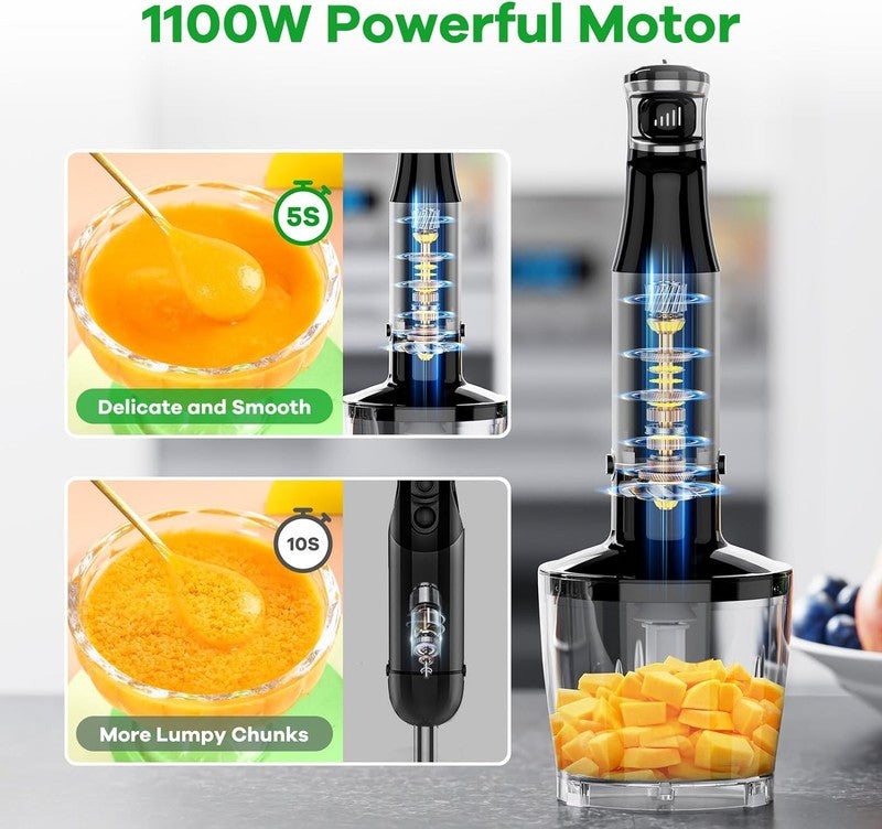 Immersion Blender Handheld Corded Hand Blenders Set 1100W, Trigger Variable Spee1