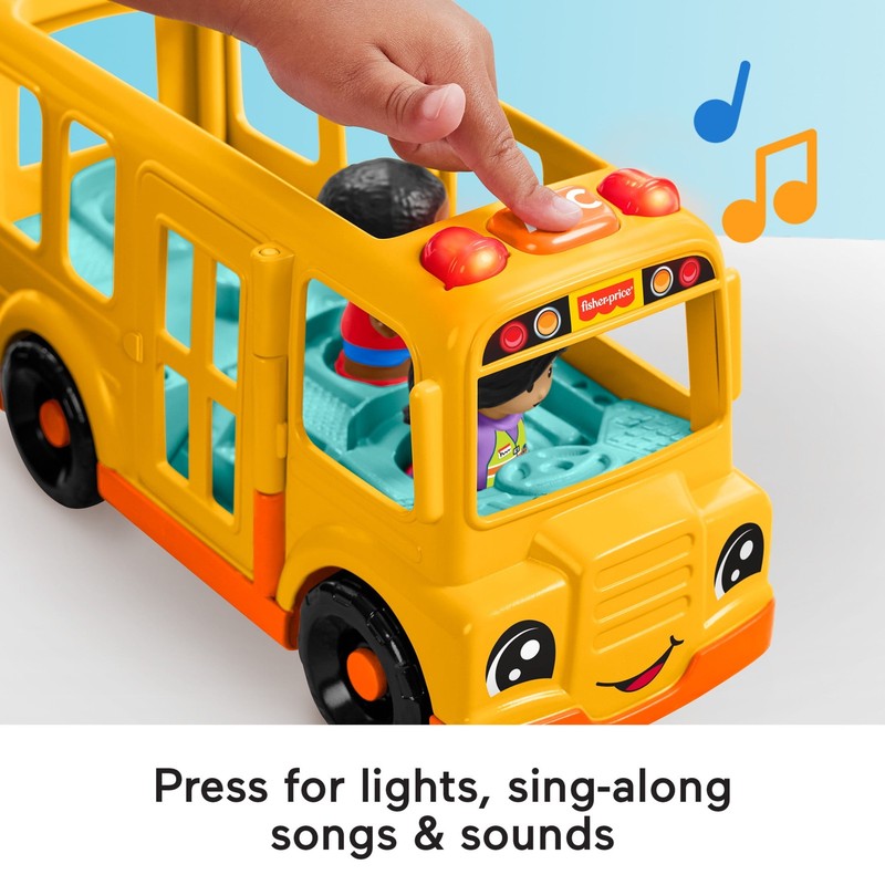 Fisher-Price School Bus Musical Toddler Toy Vehicle with 2 Figures2