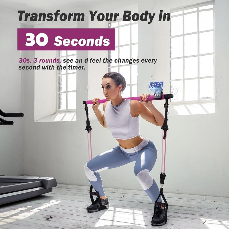 Upgraded Pilates Bar Kit w/ Natural Latex Resistance Bands Full Body Workout1