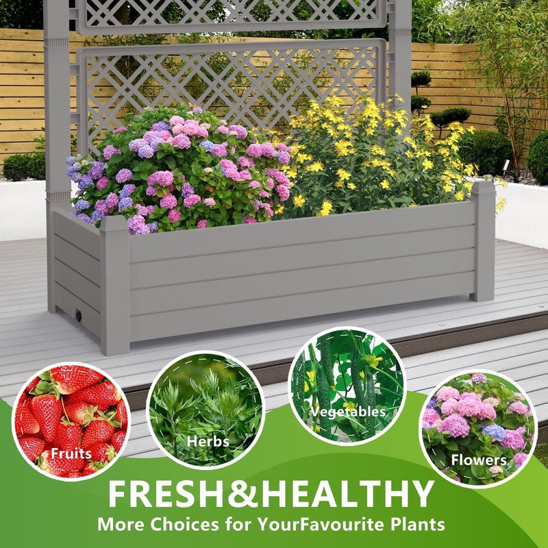 Raised Garden Bed with Trellis for Climbing Plants, Raised Herb Garden Bed with3