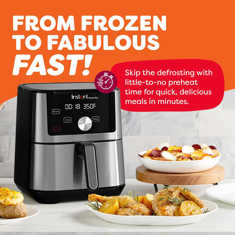 6QT Vortex Plus Air Fryer 6 in 1 Air Fry Roast Bake Crisp Stainless2