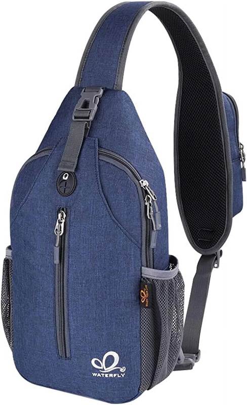 Unisex Hiking Travel Nylon Sling Bag Cross Body Shoulder Chest Bag,Navy Blue6