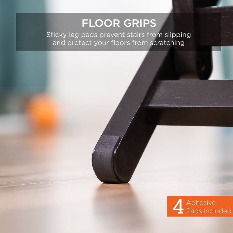 4 Step Foldable Adjustable, Wide Wooden Carpeted Pet Stairs for Injured, Elderly4