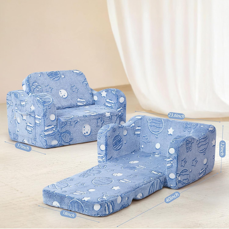 Toddler Glow in the Dark Astronaut Sofa Bed 2 in 1 Fold Out Lounger 1 31