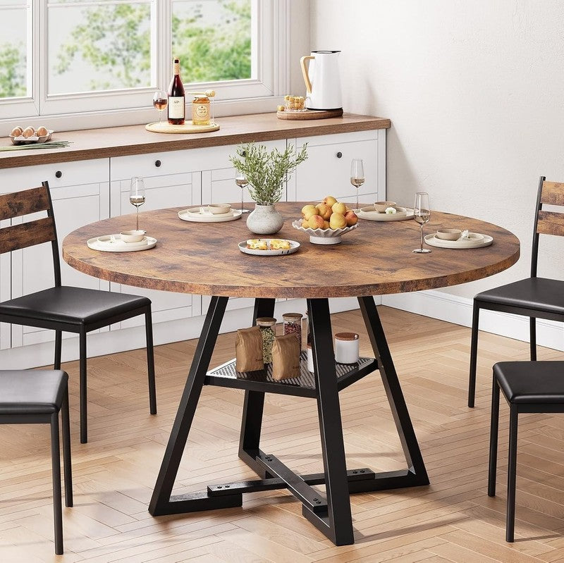 Round Dining Table for 4,Kitchen Dining Room Circle Dinner Pedestal Table,Space 2