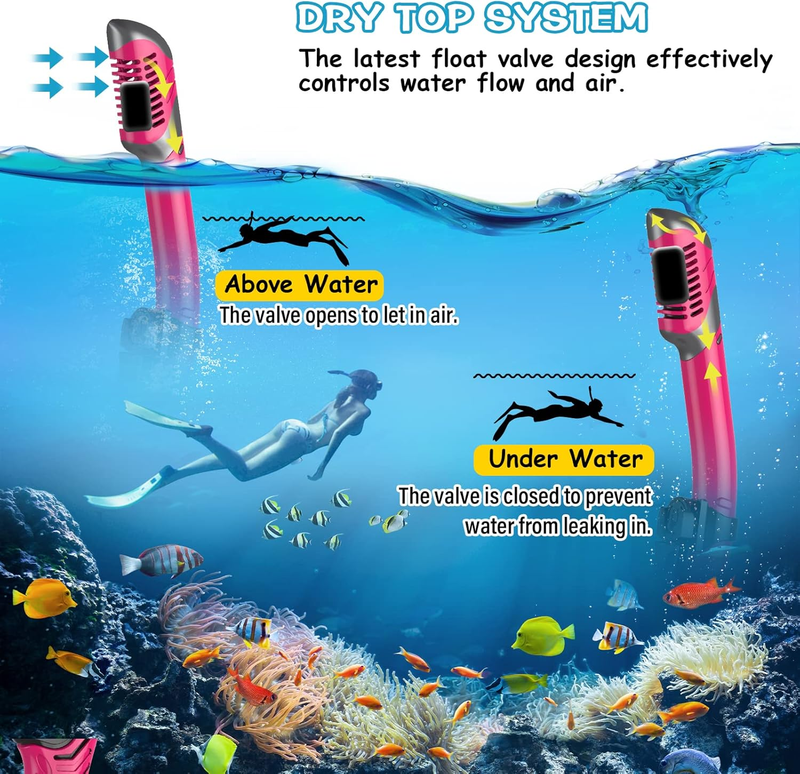 Dry Snorkel Set Panoramic Wide View Anti-Fog Scuba Mask Snorkeling Gear3