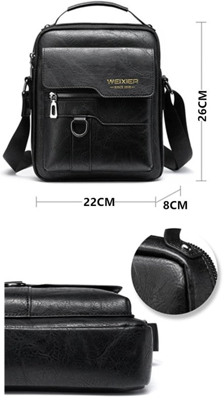 Vintage Leather Messenger Bag Crossbody Shoulder Bag Zipper Buckle Handbag6