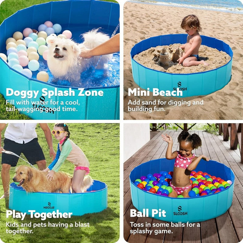 Foldable Dog Kiddie Pool - Portable Hard Plastic Doggie Swimming Pool, Anti-Slip6