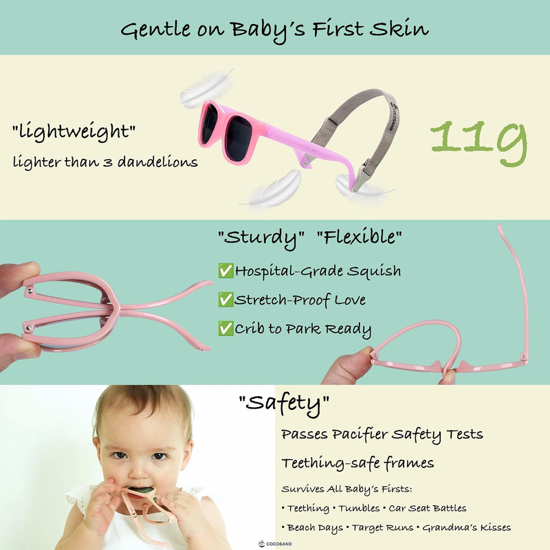 Polarized Baby Sunglasses UV400 Flexible Strap Infant Toddler 0 24M3