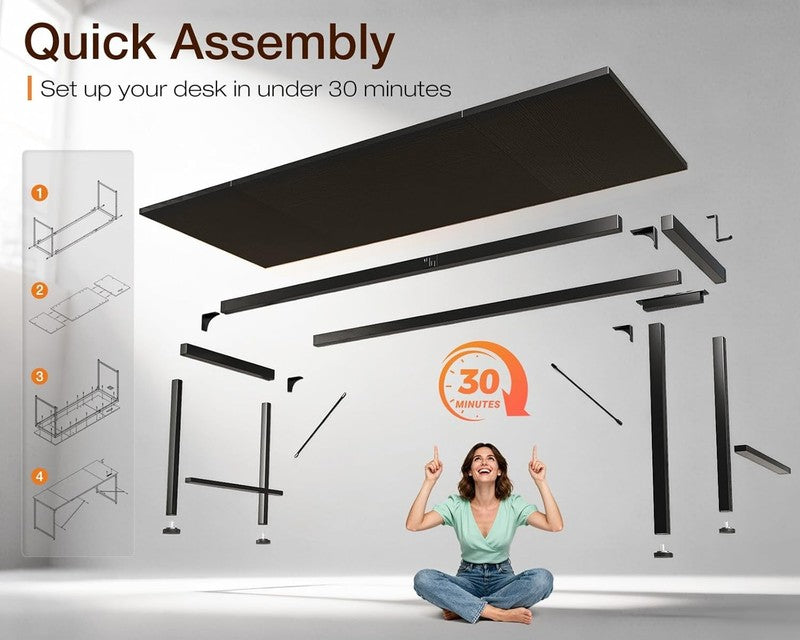 71'' Computer Desk w/ USB Ports Large Office Study Student Writing Desk Black6
