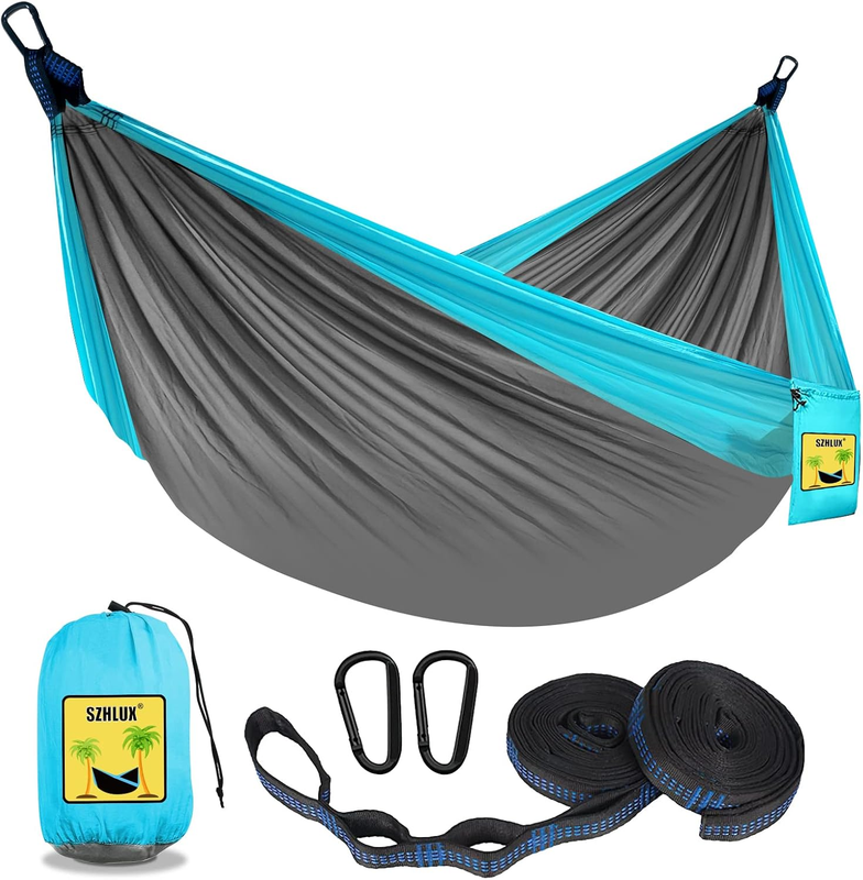 Camping Hammock Double & Single Portable Hammocks with 2 Tree Straps and Attache6