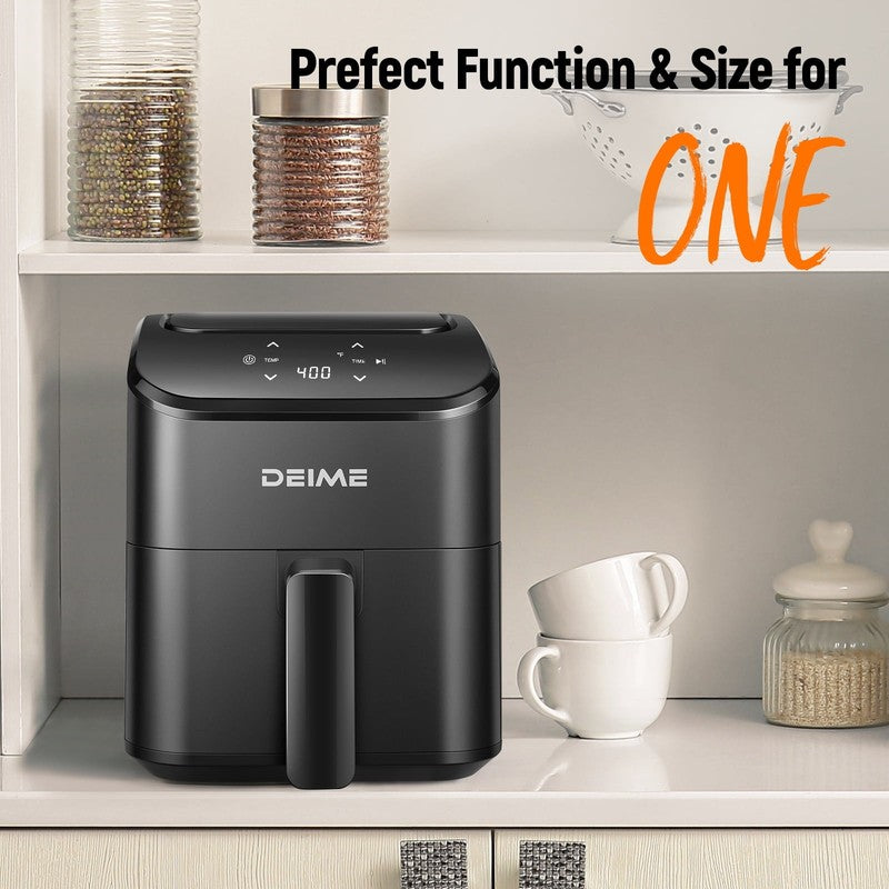 3QT Digital Air Fryer, Compact & Quiet, Bake, Reheat, Nonstick Basket, Black6