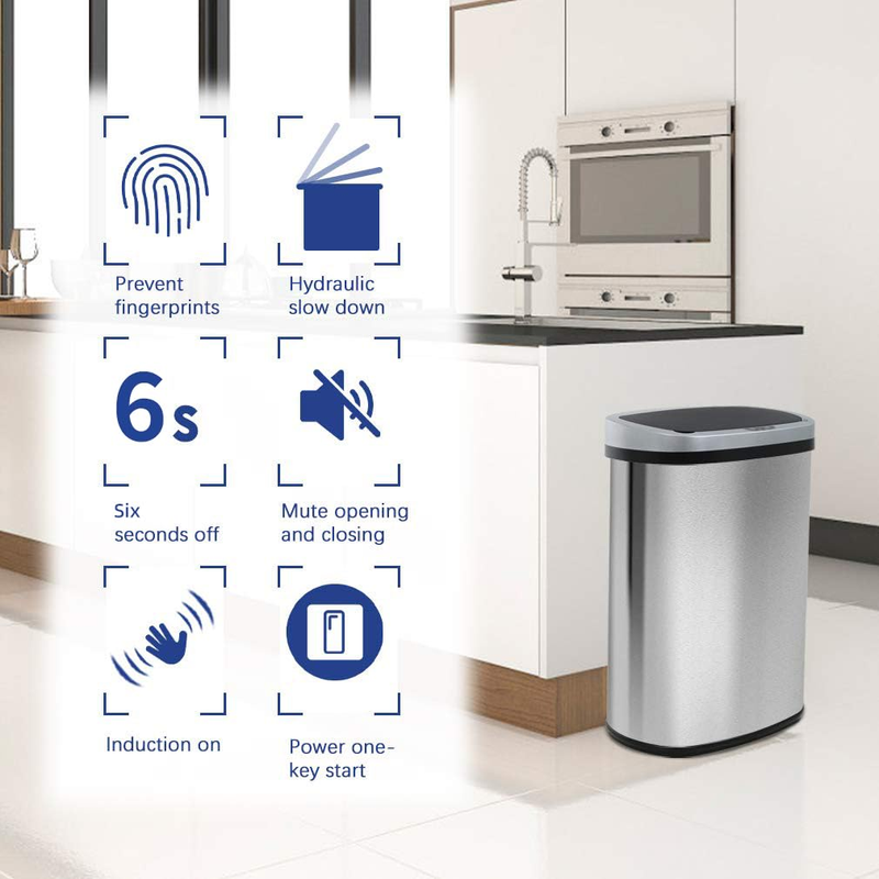 | 13 Gallon Trash Can with Lid | Automatic Touchless Garbage Can | Odor Control 2