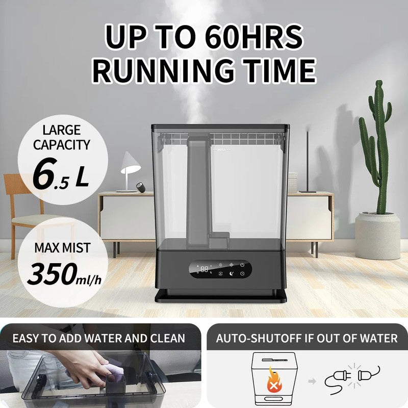 6.5L Large Top Fill Cool Mist Humidifier for Bedroom Home Black4