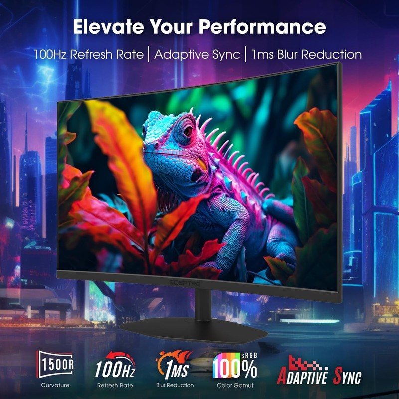 Curved 24" Gaming Monitor 1500R, 100Hz, Eye Care, Built-In Speakers, Black3