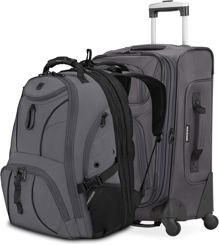 2 Piece Travel Set Carry On Spinner + 17" Laptop Backpack RFID Dark Grey10
