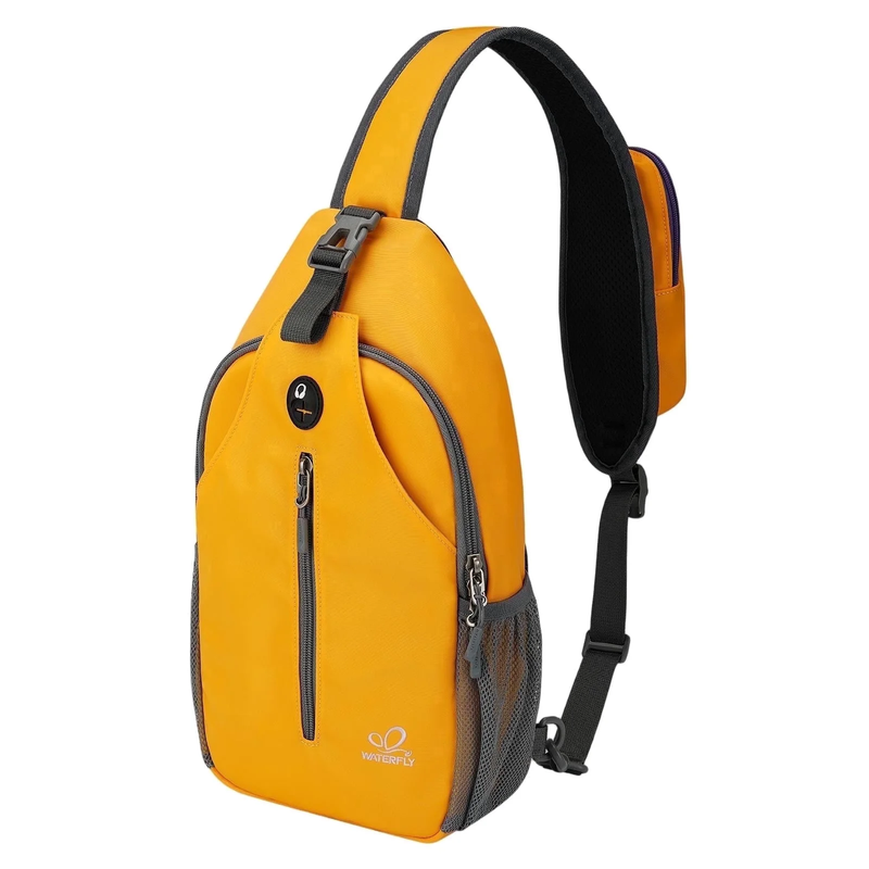 Unisex Hiking Travel Nylon Sling Bag Cross Body Shoulder Chest Bag,Bright Yellow10