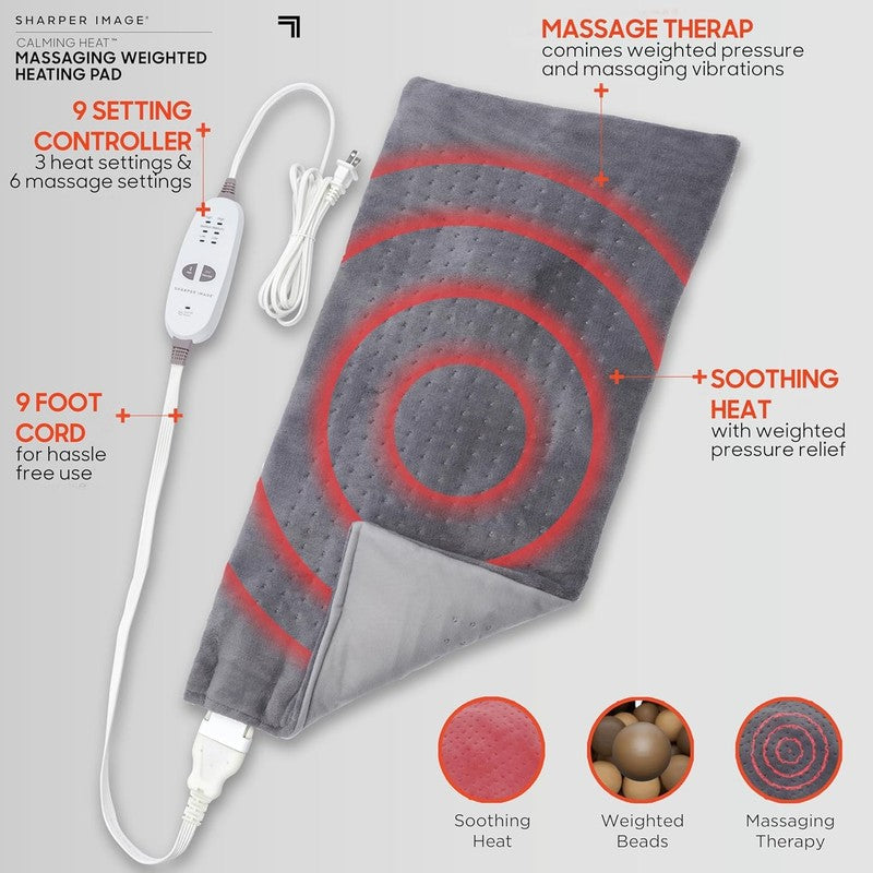 Calming Heat Massaging Weighted Heating Pad by Sharper Image- Weighted Electric 3