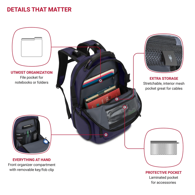 Stride Scansmart Laptop Backpack, Peacoat Blue, Feature Packed for School, Trave3