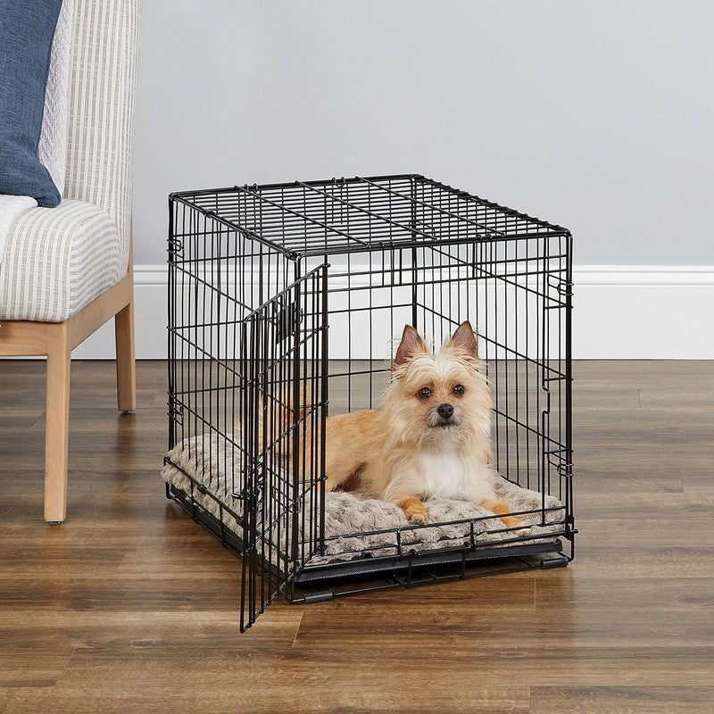 24in Folding Metal Wire Dog Crate w/ Divider Tray Secure Latch Small Breeds1