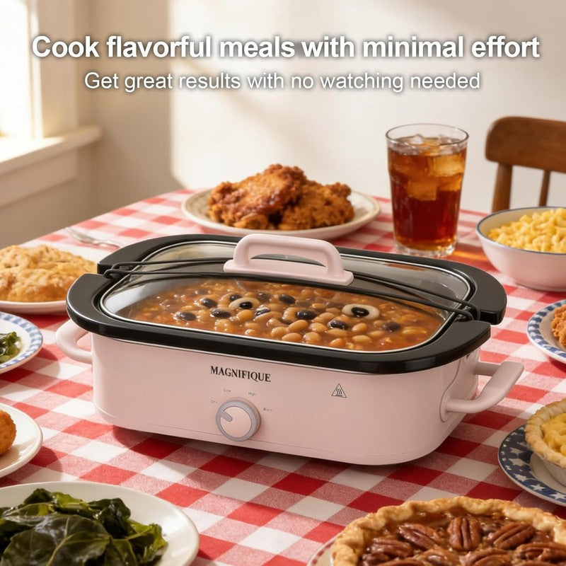 4QT Slow Cooker w/ Ceramic Nonstick Dish Temp Control Glass Lid3