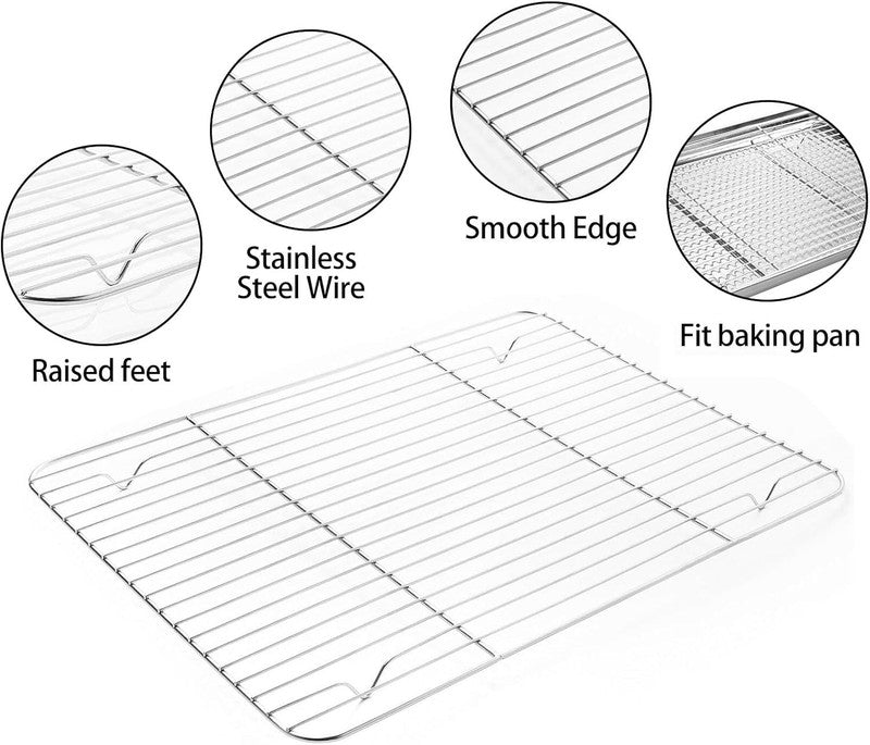 Stainless Steel Baking Sheet Tray Cooling Rack with Silicone Baking Mat Set, Coo3