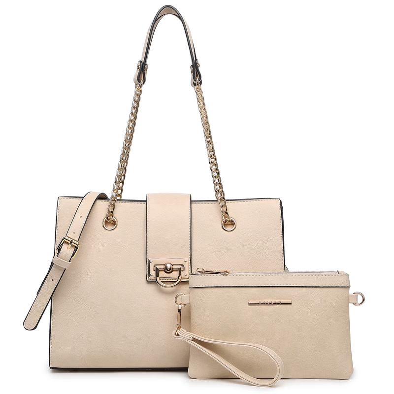 Women Hobo Bag Vegan Leather Tote Chain Shoulder Satchel Bag with Clutch0