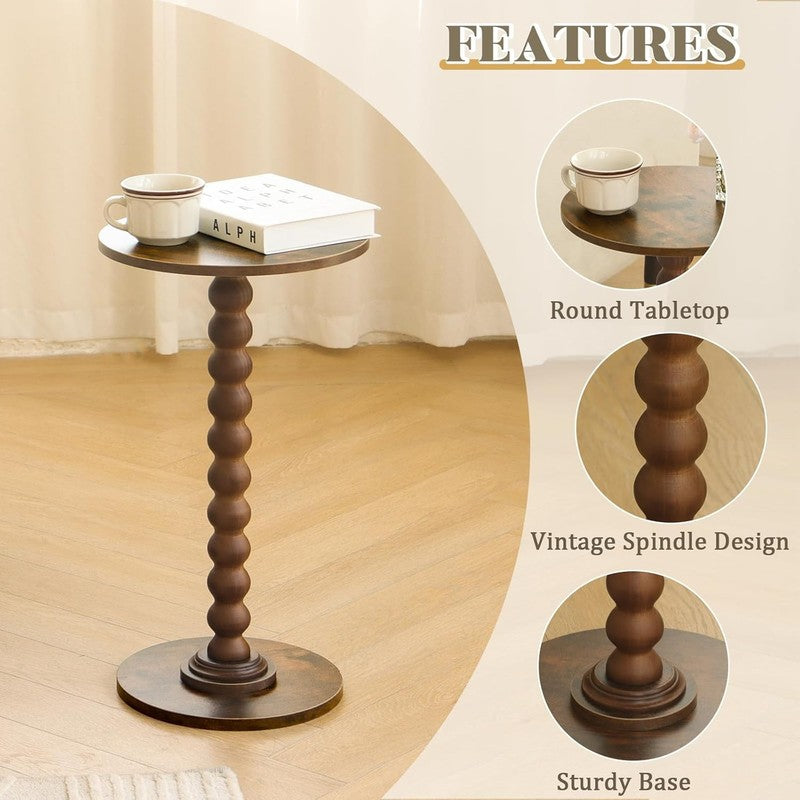 Round Side Table, Small Drink Table for Small Spaces, Modern Accent Nightstand w3