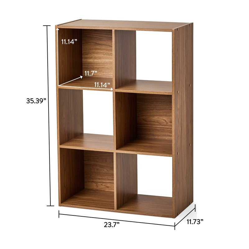 6 Cube Storage Organizer, Warm Walnut4