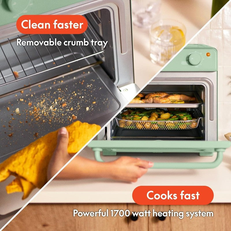 Air Fry Toaster Oven 1700W 7 Presets Dishwasher Safe Trays Seaglass3