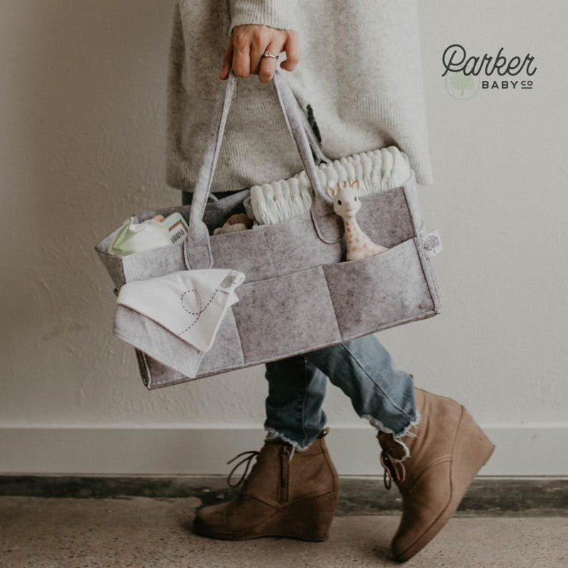 Parker Baby Diaper Caddy Nursery Storage Bin & Car Organizer Gray7