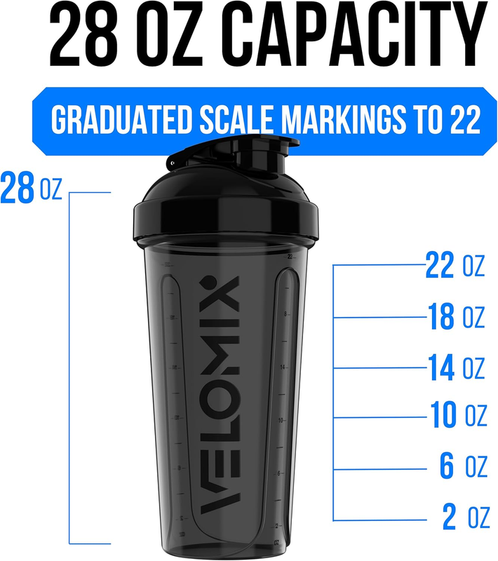 2 Pack 28oz Protein Shaker Bottles Wire Whisk Leakproof Black Clear2