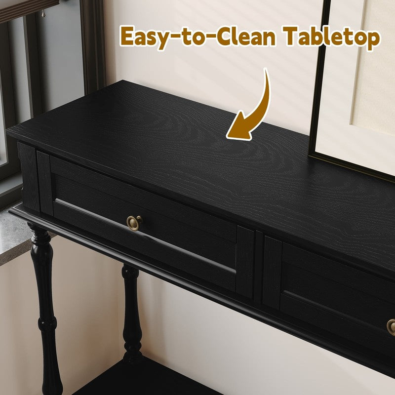 40” Modern Console Table Entryway Sofa Table w/ 2 Drawers Black1