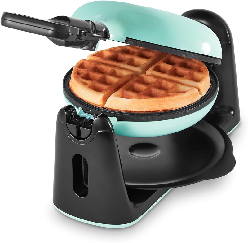 Flip Belgian Waffle Maker 1in Thick Rotating Nonstick Quick Heat Aqua9