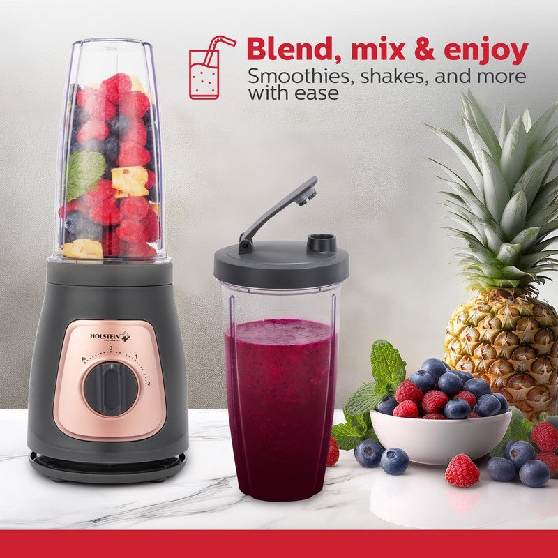Personal Blender Grey Rose Gold with 25Oz Travel Jar, 2 Speeds + Pulse Function,1