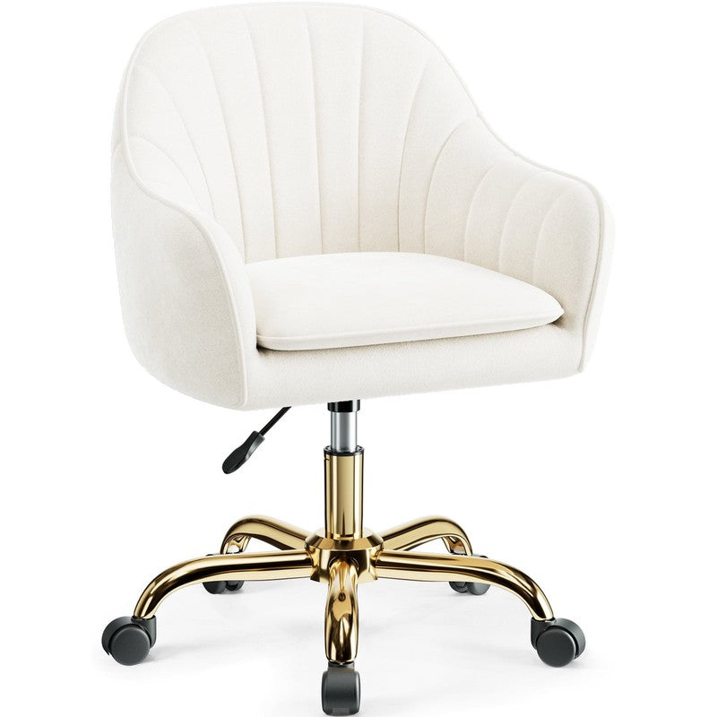 Office Desk Chair with Padded, Velvet Vanity Chair with Back and Wheels, Comfy H7