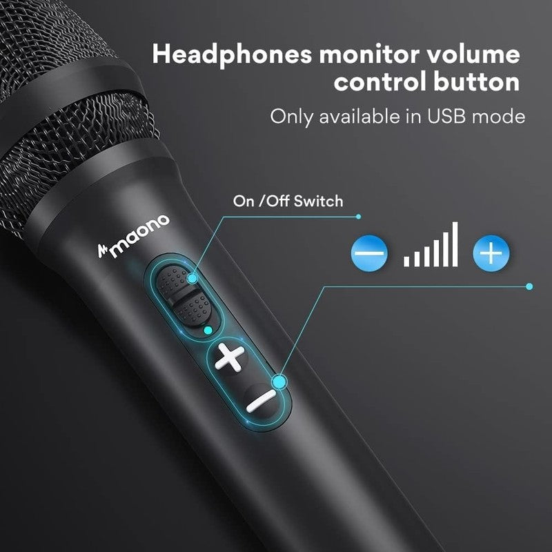USB/XLR Dynamic Microphone for Podcast Streaming Vocal Recording HD300T2