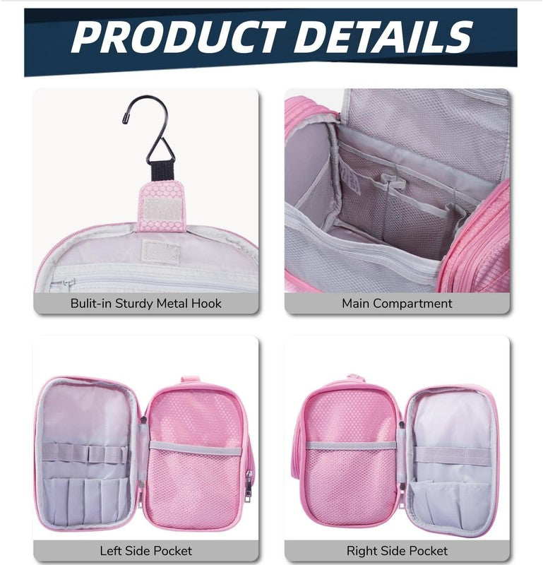 Large Hanging Toiletry Bag Travel Dopp Kit Water-Resistant Men & Women Pink3