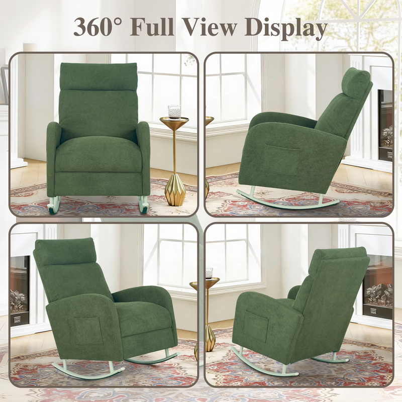 Modern Chenille Rocking Chair for Living Room,Glider Chair for Nursery, with Sid3
