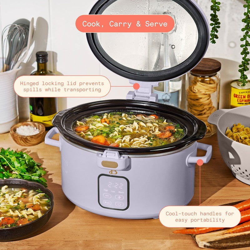 4 Qt Digital Slow Cooker with Hinged Locking Lid, Lavender by Drew Barrymore2