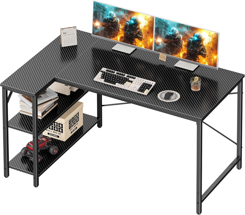 L Shaped Desk, 47 Inch Gaming & Home Office Desk with Reversible Storage Shelves10