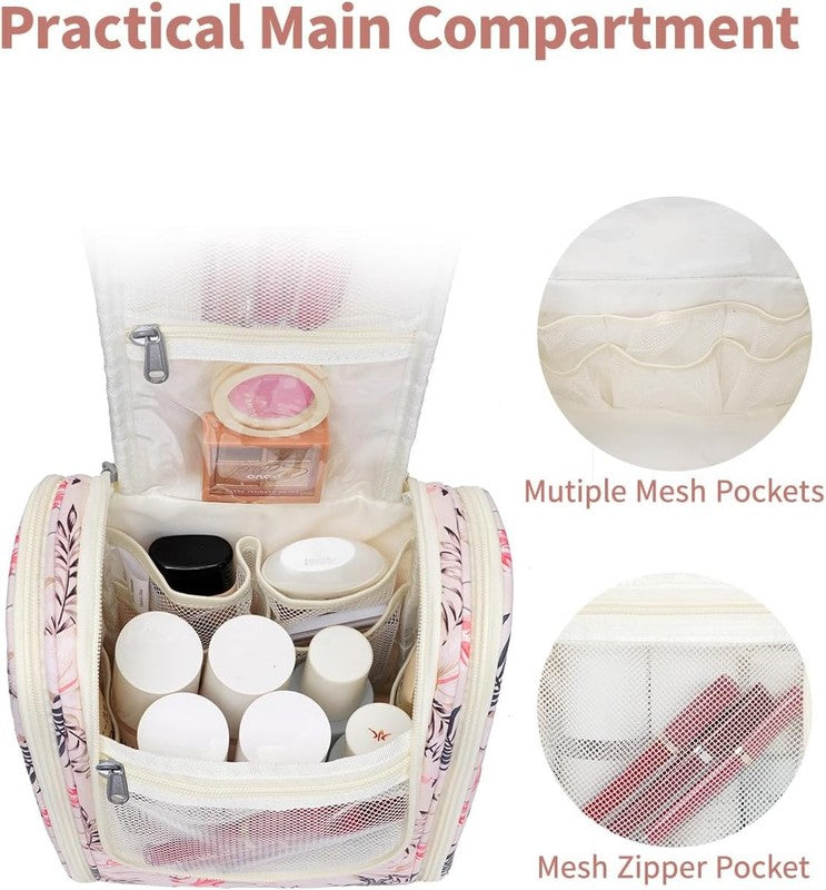 Small Hanging Toiletry Bag Travel Makeup Organizer Medium Beige Bird2