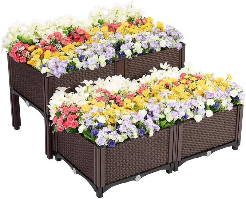 4 Pack Elevated Garden Bed Planter Kit with Drainage for Patio & Deck7