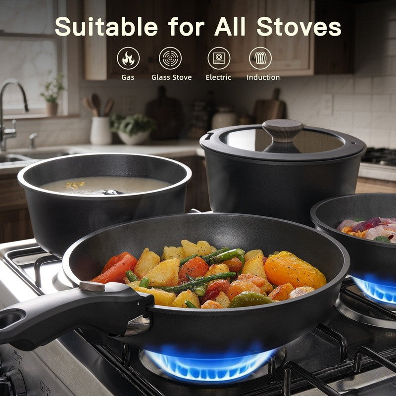 20 Piece Pots and Pans Set, Nonstick Cookware Set with Detachable Handles, Oven 2