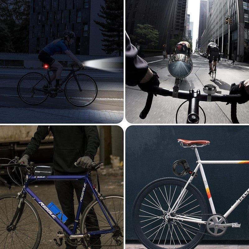 8-Pack Bicycle Accessories Set USB Rechargeable Lights, Bell, Pump Bottle Holder7